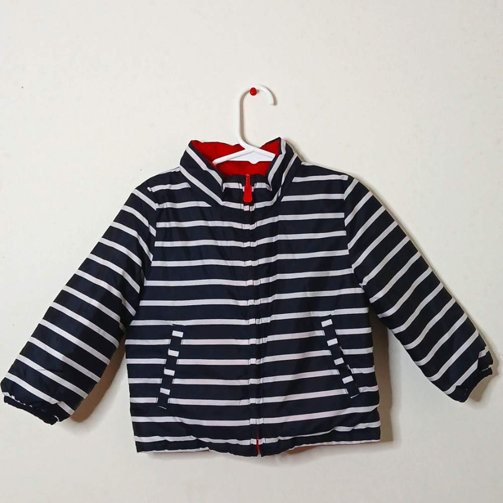 Baby Gap 18-24 months reversible red/blue-white strip puffer‎ coat Jacket